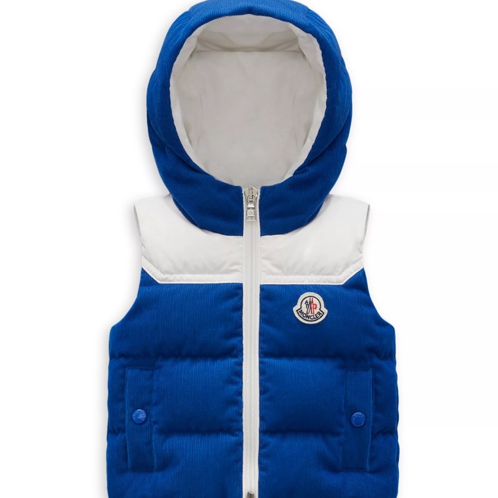 Moncler boys vasso vest in blue and white